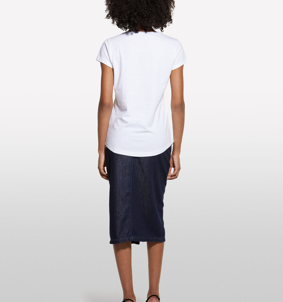 White t-shirt with woman print - women's short sleeve t-shirts - White | Sisley image number 2